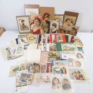 lot 111 image: Vintage Ephemera - Victorian Trading Cards, Post Cards, Holiday Cards, Etc.