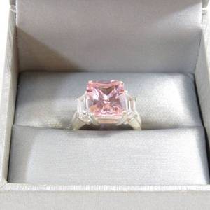 lot 115 image: 925 Large Pink Gemstone Ring