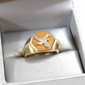 lot 122 image: 925 Franklin Mint Eagle Gold Tone Ring