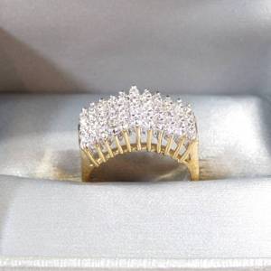 lot 128 image: 925 Cubic Zirconia Gold Tone Ring