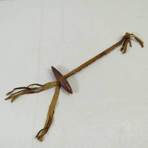 lot 220 image: Native American Item - 10 Club w Beaded Staff