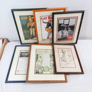 lot 231 image: Lot of 6 Framed Magazine Covers and Advertisments