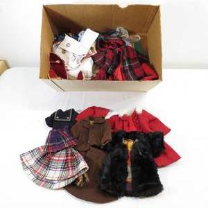 lot 246 image: Vintage Doll Clothes and Acessories - Jackets, Cowboy Outfit, Etc.