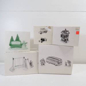 lot 259 image: Department 56 Bus, Swing Set, Bench and Tourist Information Center