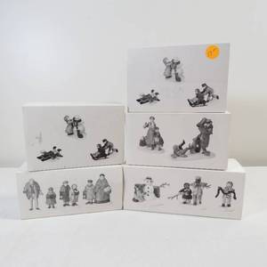 lot 260 image: Department 56 Children Playing in the Snow Lot of 5 Sets of Figurines
