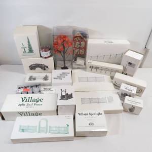 lot 261 image: Department 56 Large Lot of Accessories Fences, Trees, Signs, Poles, Etc.