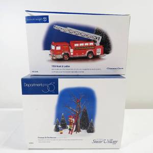 lot 262 image: Department 56 Hook and Ladder and Fireman to the Resecue