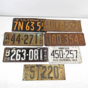 lot 268 image: Vintage License Plates Minnesota - Including Sets - 1 California Plate