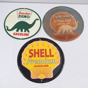 lot 269 image: Gas and Oil Metal Signs - Sinclair Dino and Shell