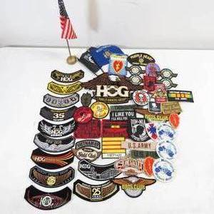 lot 289 image: Large Grouping of Vintage and Modern Patches Harley Davidson Military Humor & More