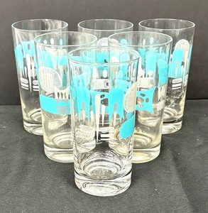 lot 35 image: Six Blue Haven Mid Century Glass Tumblers