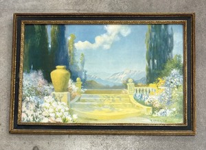 lot 121 image: Vintage Framed R. Atkinson Fox Print The Garden Stairs
