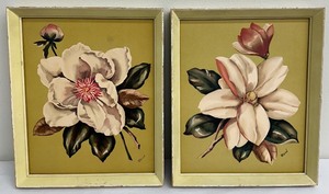 lot 122A image: Pair of Lovely Framed Ren Magnolia Hawaiian Floral Prints
