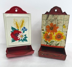 lot 184 image: Pair of Vintage Tin Match Box Holders