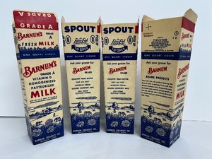 lot 165 image: Vintage 1950s Barnums Waxed Cardboard Milk Cartons - Set of Four