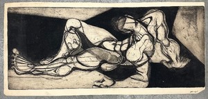 lot 13 image: Vintage Abstract Etching of Man