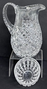 lot 97A image: Irena Handmade in Poland Hand Cut 24% Lead Crystal   Stunning Small Bowl and Punch Crystal Pitcher