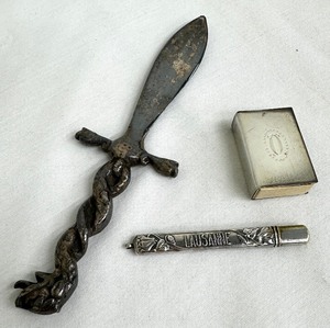 lot 92 image: Vintage Sterling Silver Match Box, Antique Chatelain Pencil Case and More