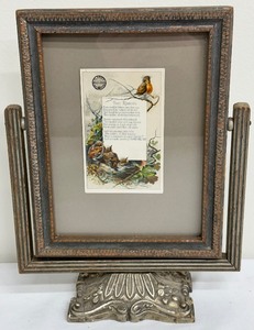 lot 66 image: Lovely Vintage Framed Print The Robins - Clarks Miles End  Spool Cotton Advertising