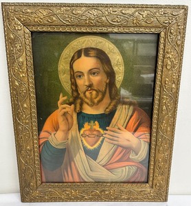 lot 72 image: Vintage Framed Print Le Sacr Cur de Jsus (Holy Heart of Jesus)