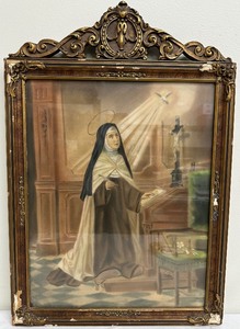 lot 89 image: Vintage Decorative Framed Print St. Therese of Avila