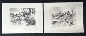 lot 46 image: Pair of Vintage Black and White Equestrian  Hunting Prints