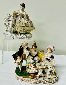 lot 85 image: Two Vintage Dresden Style Porcelain Figurines