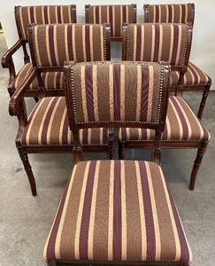 lot 17 image: Set of Six Elegant Dining Room Chairs with Nail Head Trim