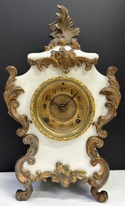 lot 59 image: Antique Ansonia Seine Louis XIV Iron Mantle Clock