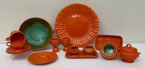 lot 90 image: Vintage Stangl Pottery Orange Dishware