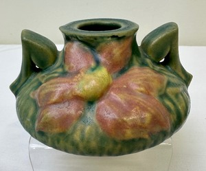lot 89A image: Vintage Roseville Pottery Clematis Candle Holder