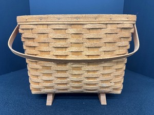 lot 87A image: Longaberger Hand Woven Wooden Basket w Handle