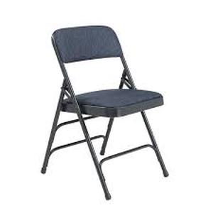 National Public Seating Blue Fabric Padded Seat Stackable Folding Chair (Set of 4)   Customer Returns See Pictures