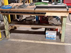 lot 57 image: Wooden Work Bench with Power Strip 36x72x37