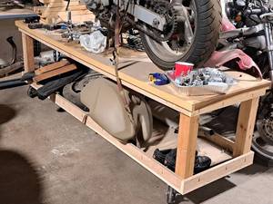 lot 62 image: Wooden Rolling Work Bench 24x85x26