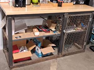 lot 112 image: Wood Shelf  Metal TableCounter 24-12x62x36-12