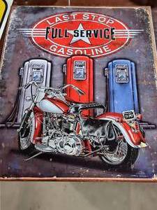 lot 123 image: Last Stop Full Service Gasoline Metal Sign