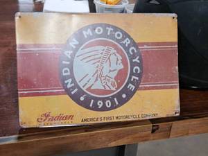 lot 126 image: Indian Motorcycles 1901 Metal Sign