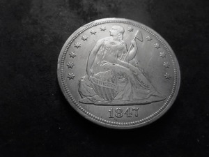 lot 1 image: 1847 Seated Liberty Silver Dollar