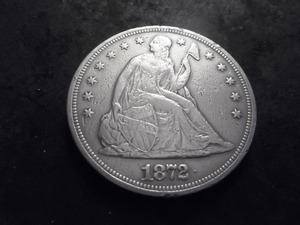 lot 2 image: 1872 Seated Liberty Silver Dollar
