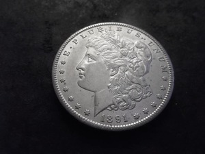 lot 21 image: 1891 S Morgan Silver Dollar