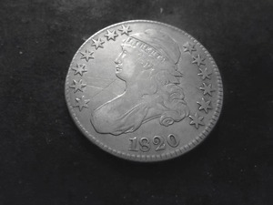 lot 2A image: 1820 Capped Bust Silver Half Dollar (Notice The Die Cracks)
