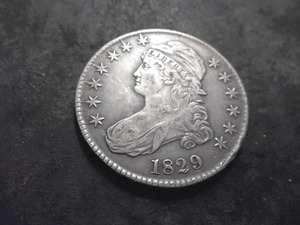 lot 2E image: 1829 Capped Bust Silver Half Dollar