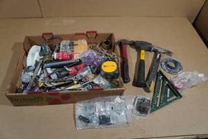 lot 177 image: Assorted Tools - Hammer, Mallet, Square, Wrenches