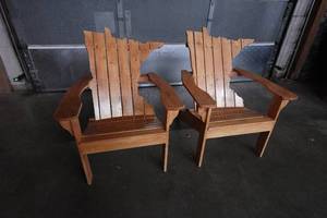 lot 1C image: 2 Wood Adirondack Chairs - State of Minnesota Back Rest