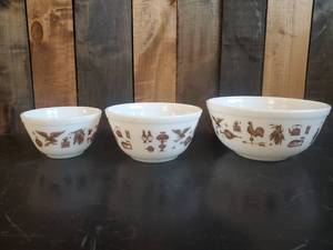 Lot of 3 Pyrex Early American Bowls