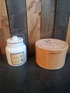 Collectable Vintage Advertising Containers Paste Crock and Ice Cream Drum