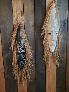 Lot of two Wooden Replica African Face masks