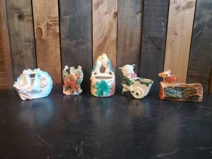 Lot of 5 Vintage Unique Beautiful Ceramic Planters