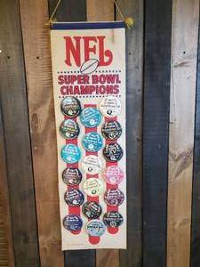 Very RARE ASCO NFL Banner with Superbowl Pinbacks